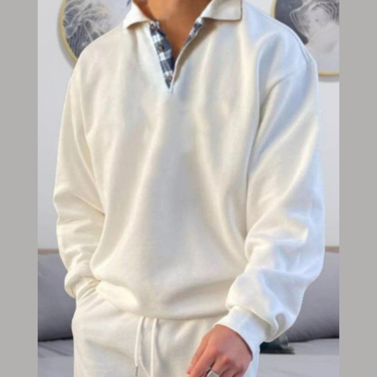 Men's Plus Size Casual Polo Collar Long Sleeve Top