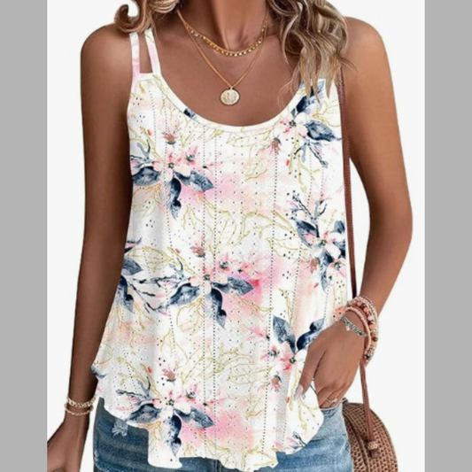 Floral Eyelet Double Strap Cami