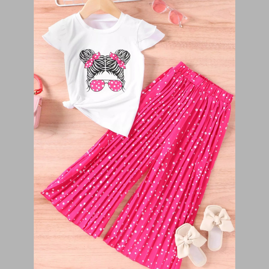 Children's Graphic Tee & Polka Dot Pleated Pants Set