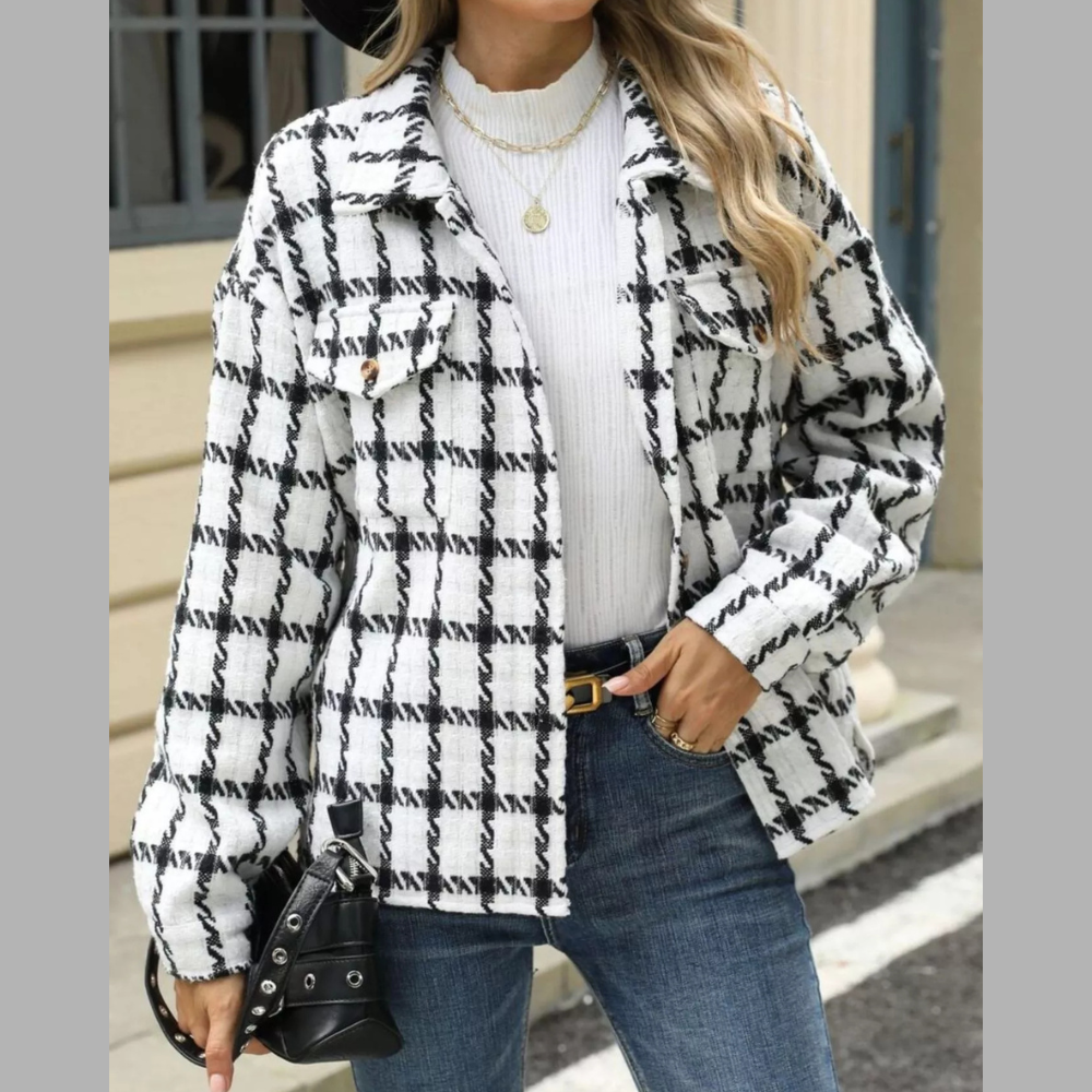 Plaid Button Up Long Sleeve Jacket