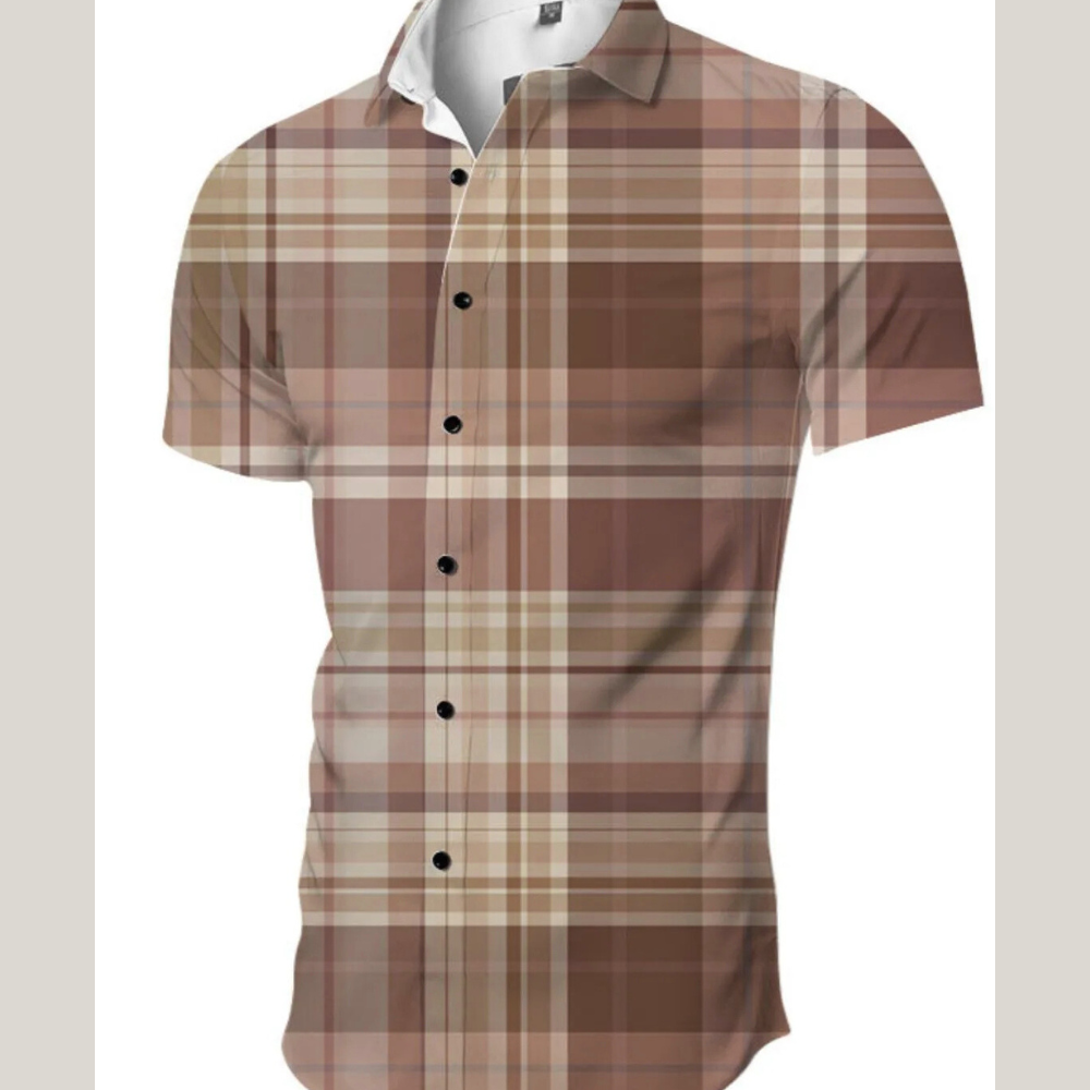 Men's Full Size Printed Collared Neck Shirt Plus Size