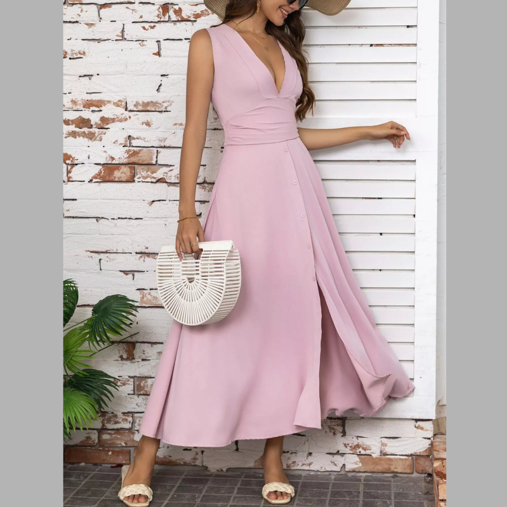 Full Size Slit V-Neck Sleeveless Dress Plus Size