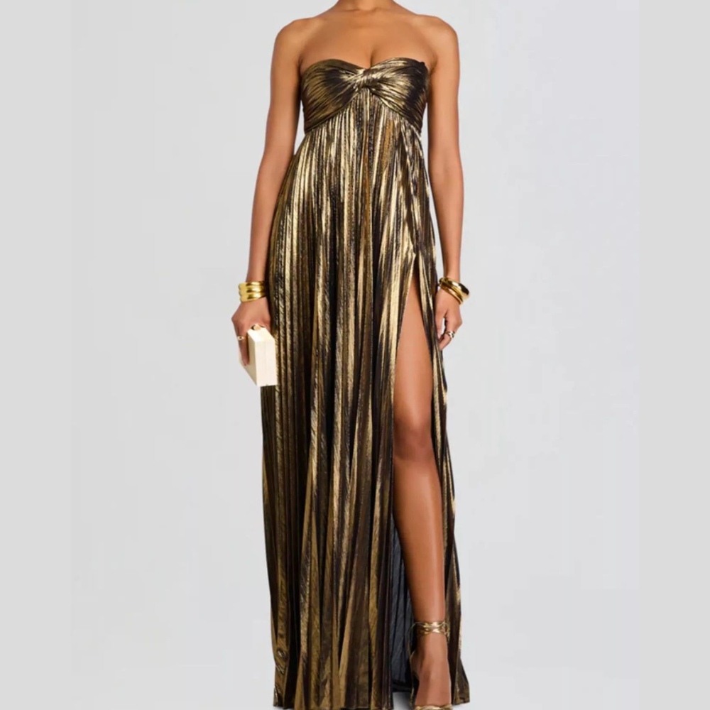 Split Sweetheart Neck Tube Maxi Dress