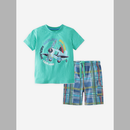 Children's Graphic Tee & Plaid Shorts Set