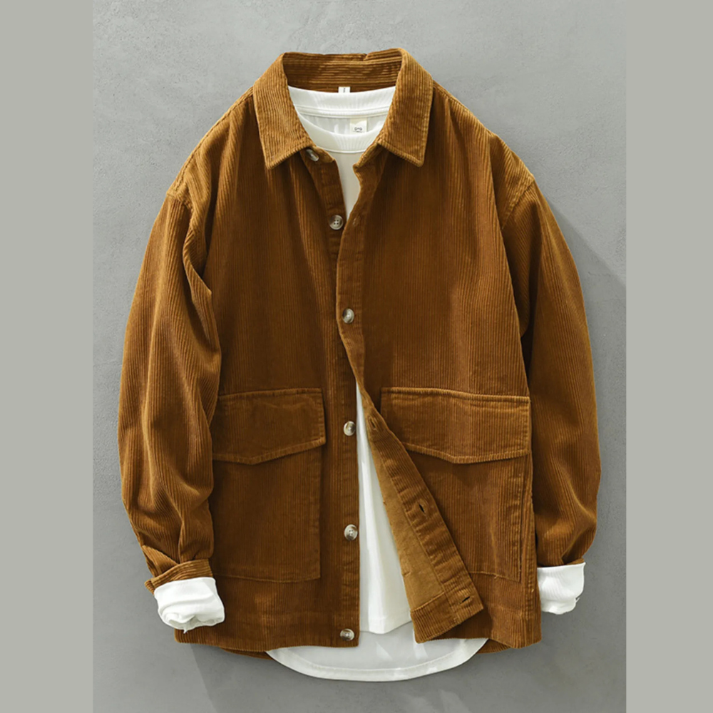 Men's Plus Size Corduroy Button-Down Shirt