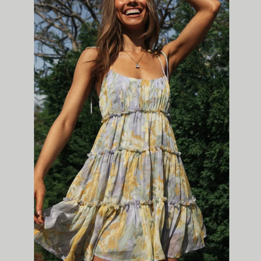 Floral Print Ruffle Tiered Mini Dress