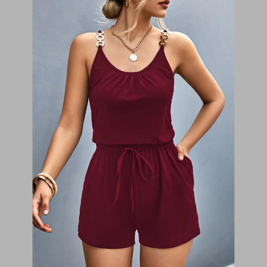 Scoop Neck Romper with Pockets