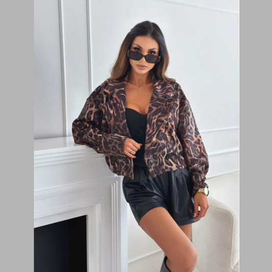 Leopard Print Cropped Blazer