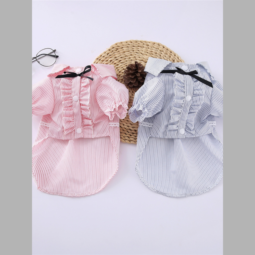 Striped Ruffle Pet Top with Bow