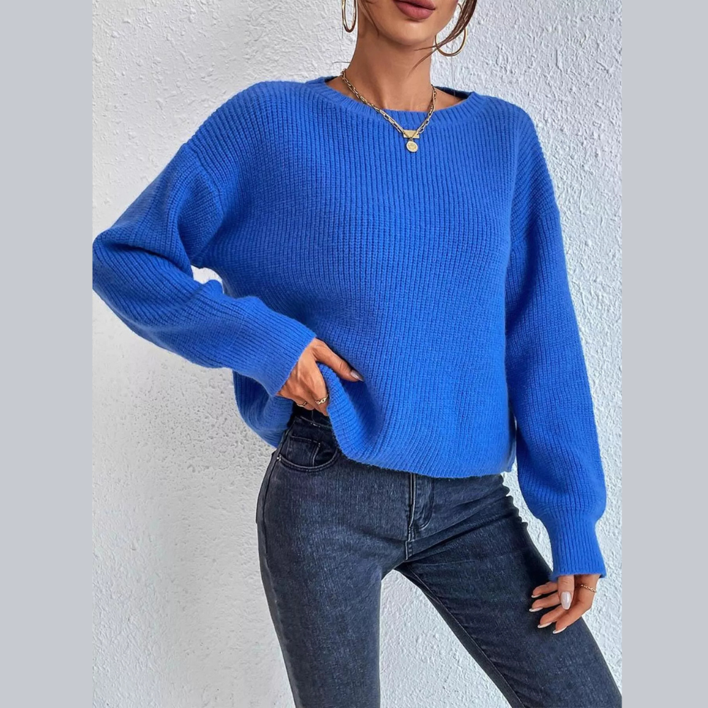 Ribbed Knit Dropped Shoulder Sweater