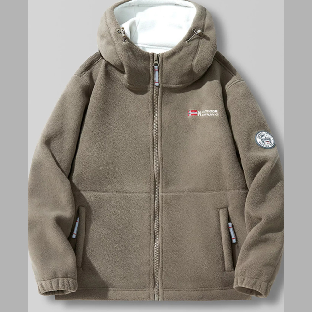 Men's Full Size Outdoor Fleece Hooded Jacket Plus Size