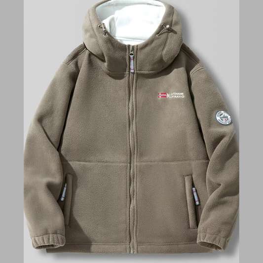 Men's Full Size Outdoor Fleece Hooded Jacket Plus Size
