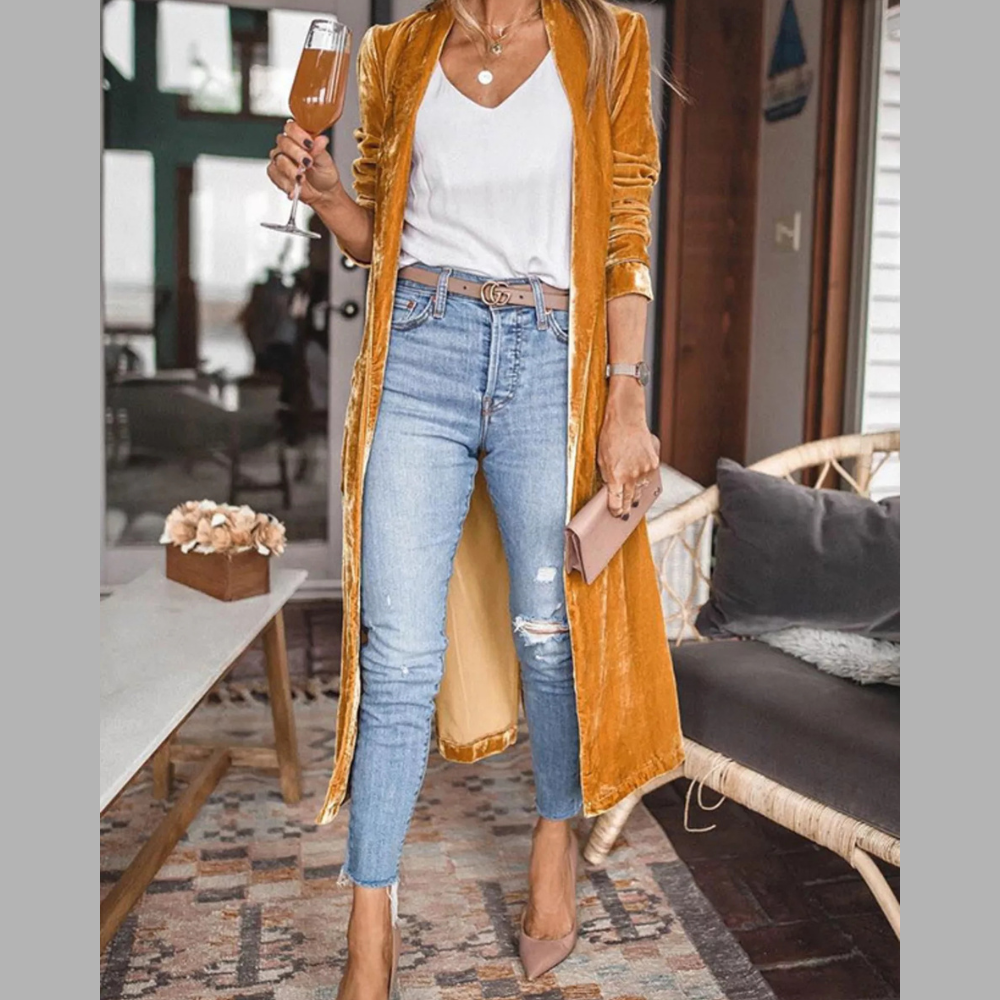 Open Front Long Sleeve Longline Cardigan