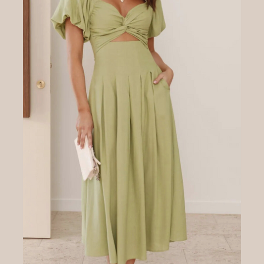 Sweetheart Neck Puff Sleeve Dress