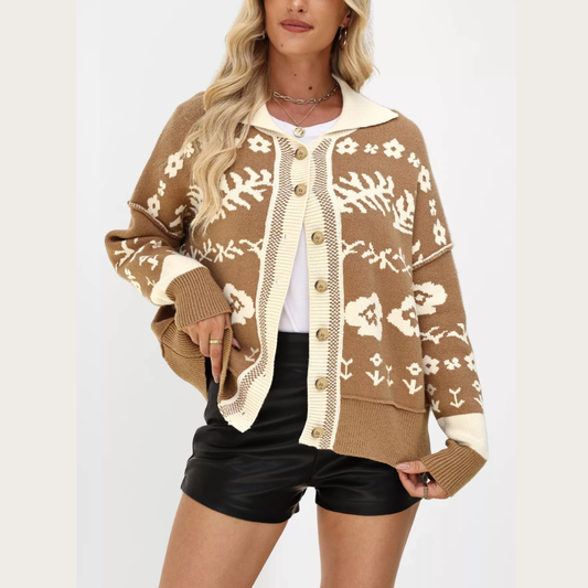 Floral Pattern Button-Down Cardigan
