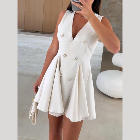 Sleeveless Double-Breasted Mini Dress