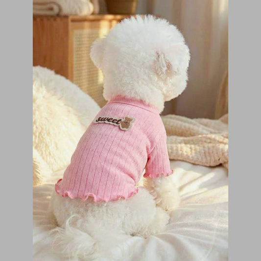 Sweet Bear Patch Ribbed Pet Top