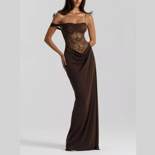 Split Lace Bodice Maxi Dress