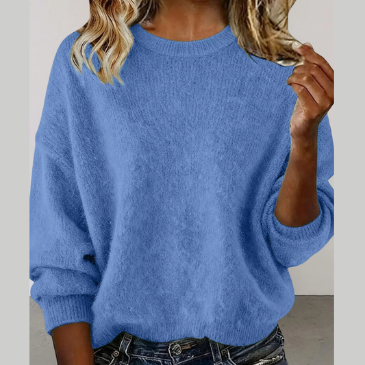 Full Size Round Neck Dropped Shoulder Sweater Plus Size