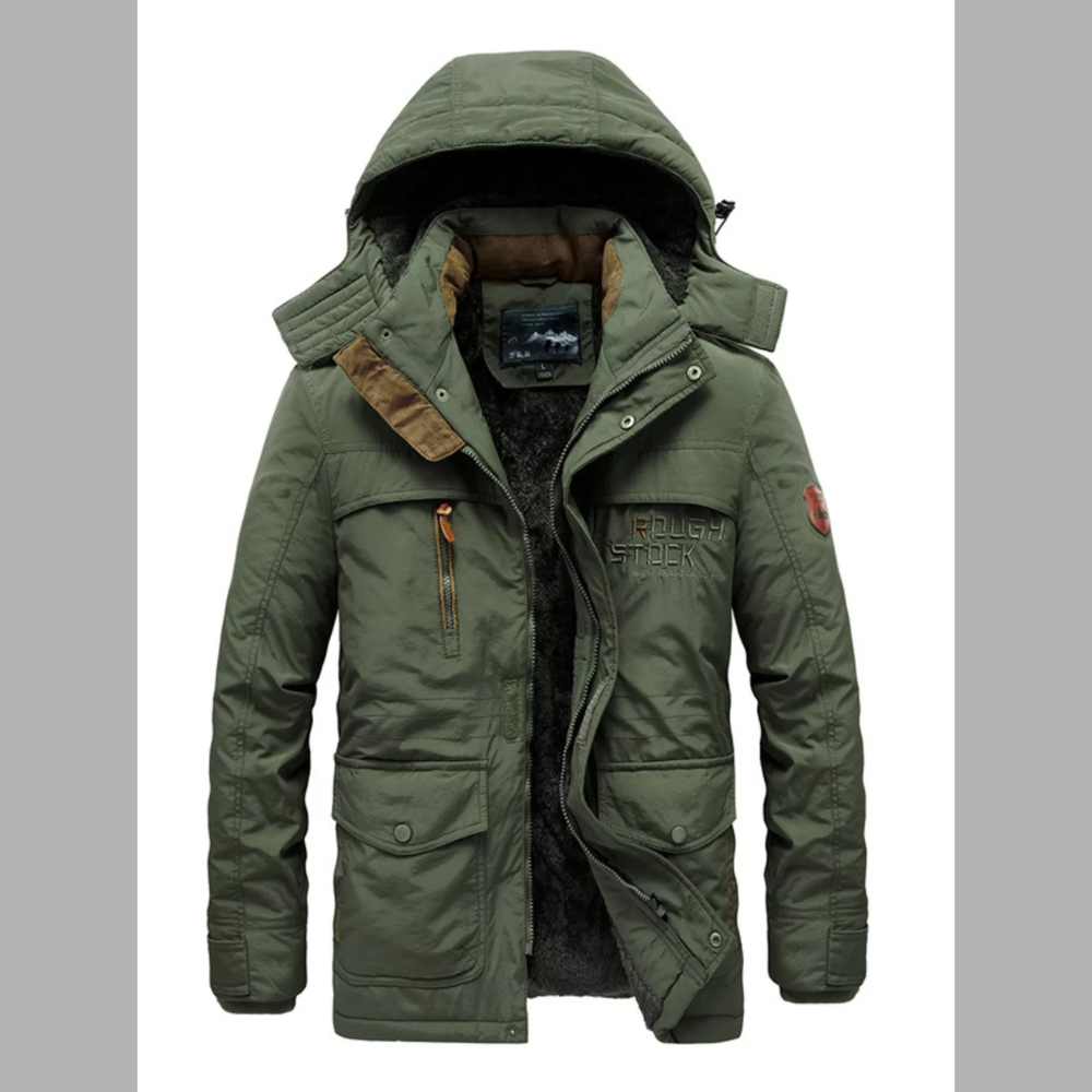 Men's Plus Size Zip Up Hooded Parka Coat