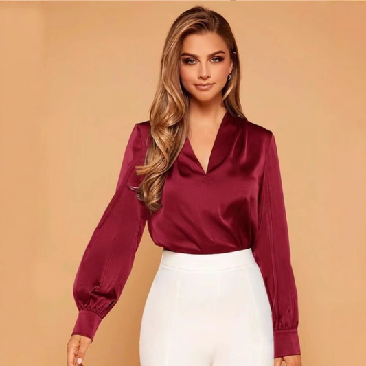 Women's Long-sleeved Satin Shirt