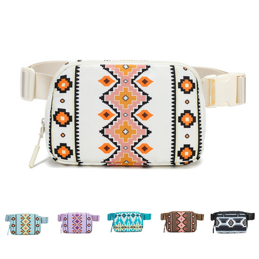 New Bohemian Print Waist Bag With Adjustable Shoulder Strap  Crossbody Bag For Women