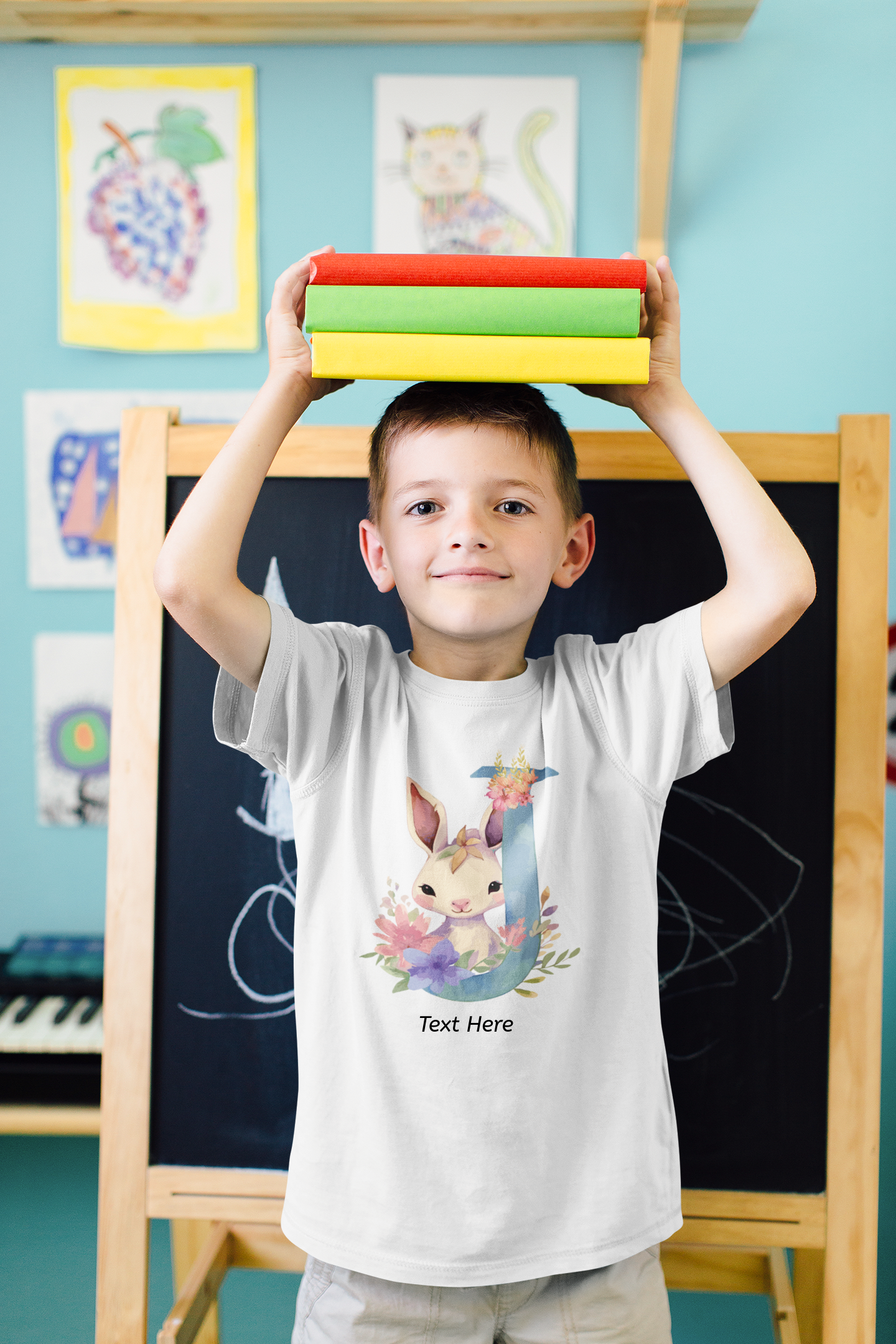 Kids Heavy Cotton™ Tee - Personalize With Cute Floral Animal Letters