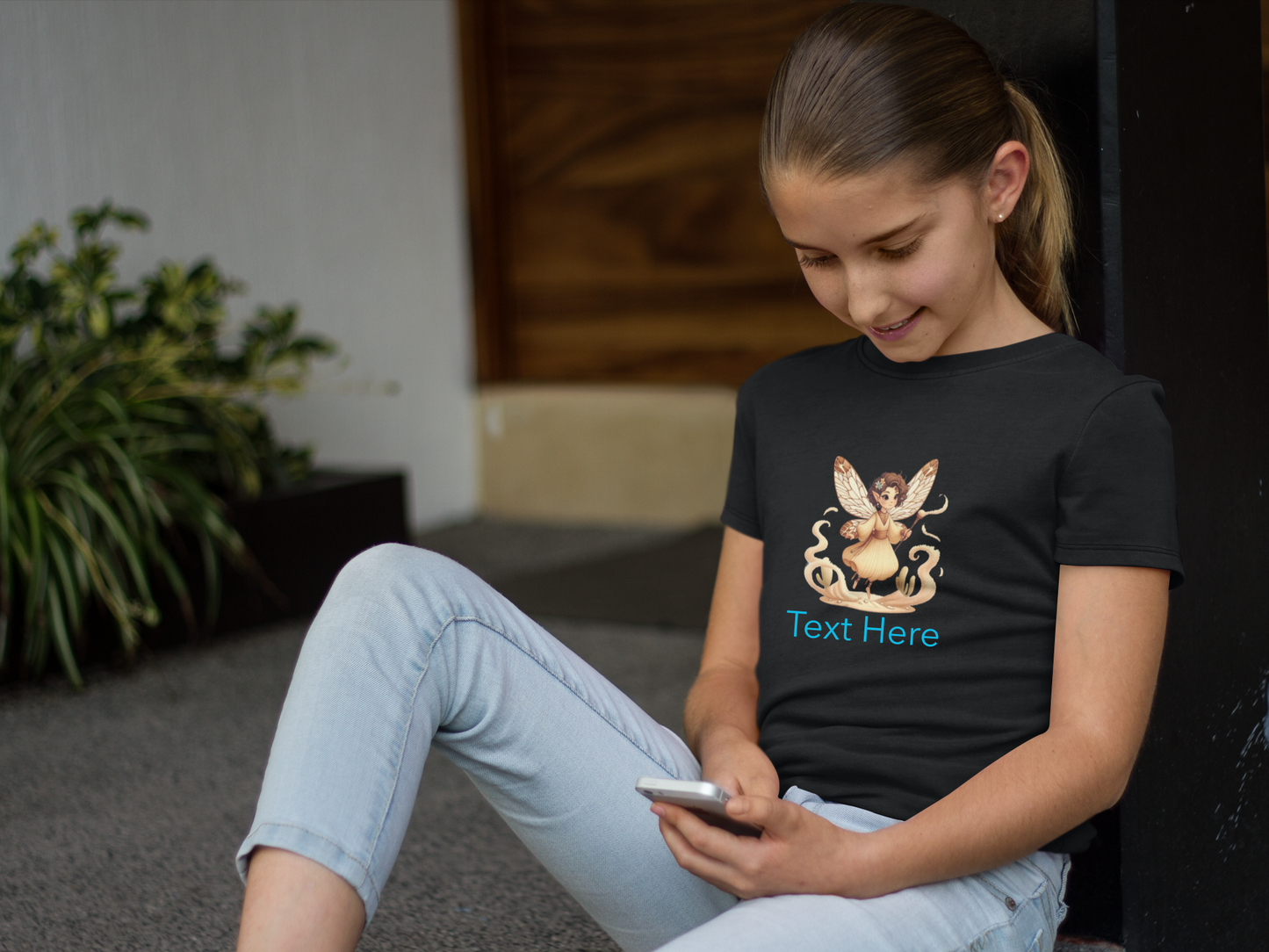 Kids Heavy Cotton™ Tee-Personalize With Cute Fairies