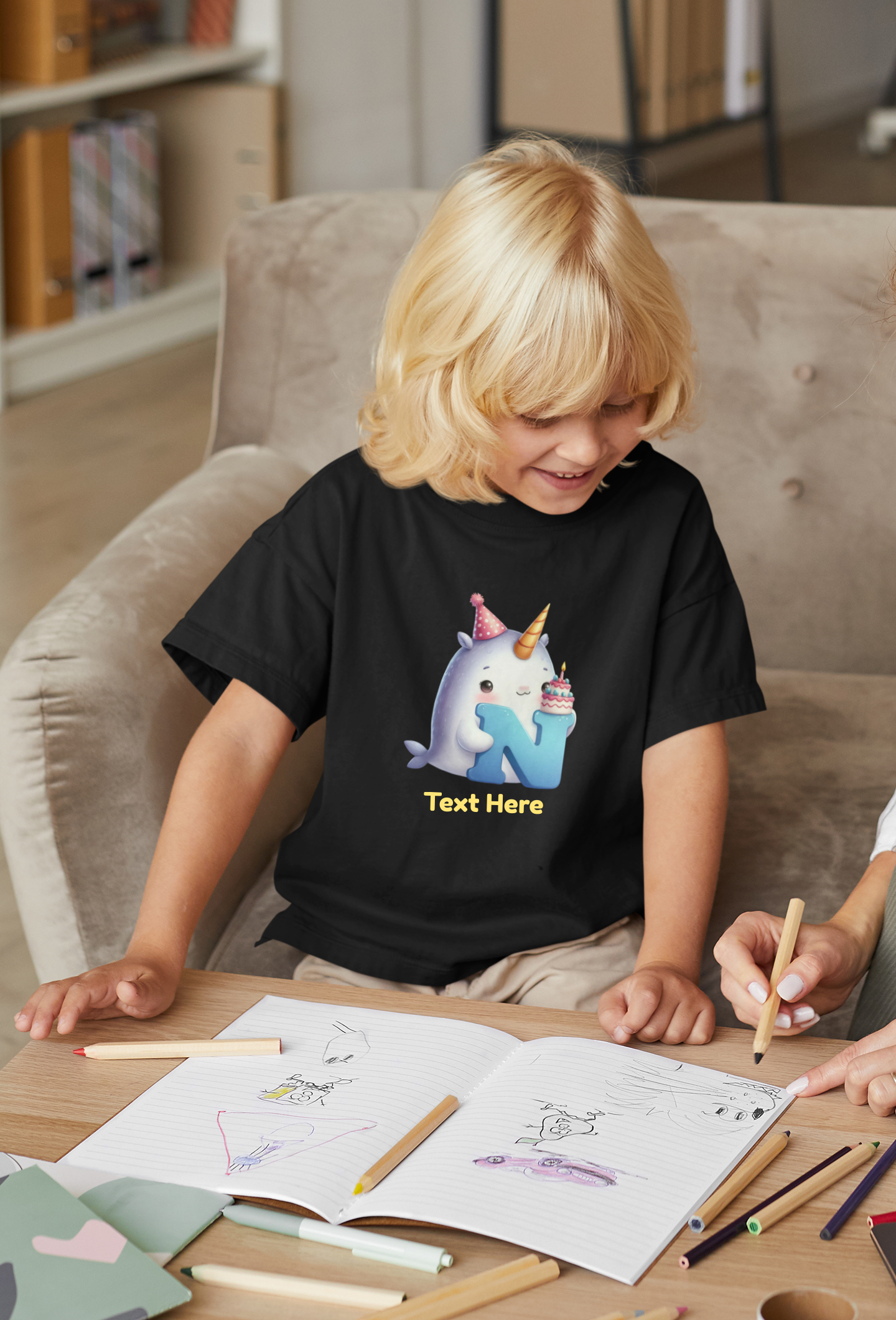 Kids Heavy Cotton™ Tee-Personalize With Cute  Animal Letters