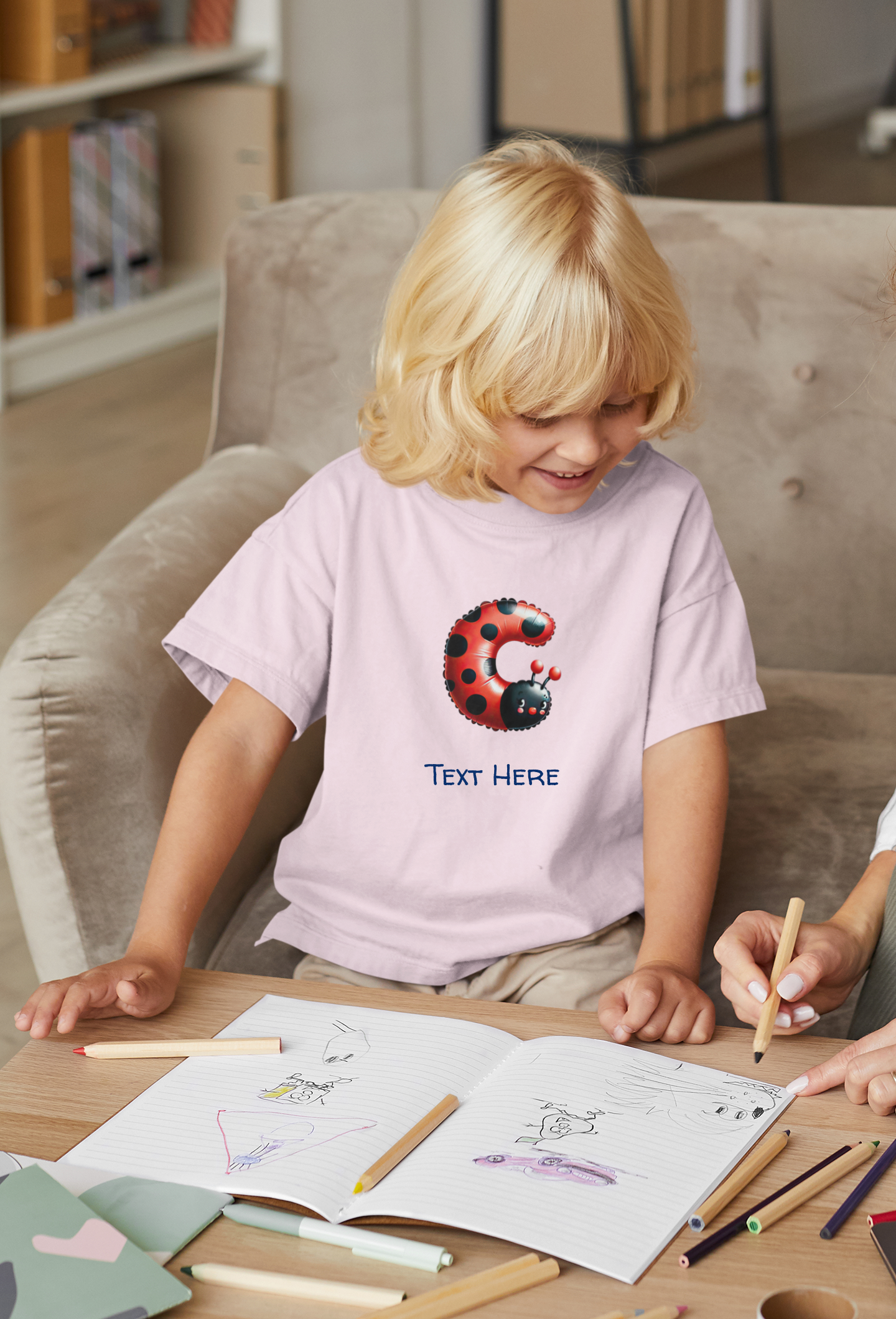 Kids Heavy Cotton™ Tee - Personalize With Lady Bug Alphabets