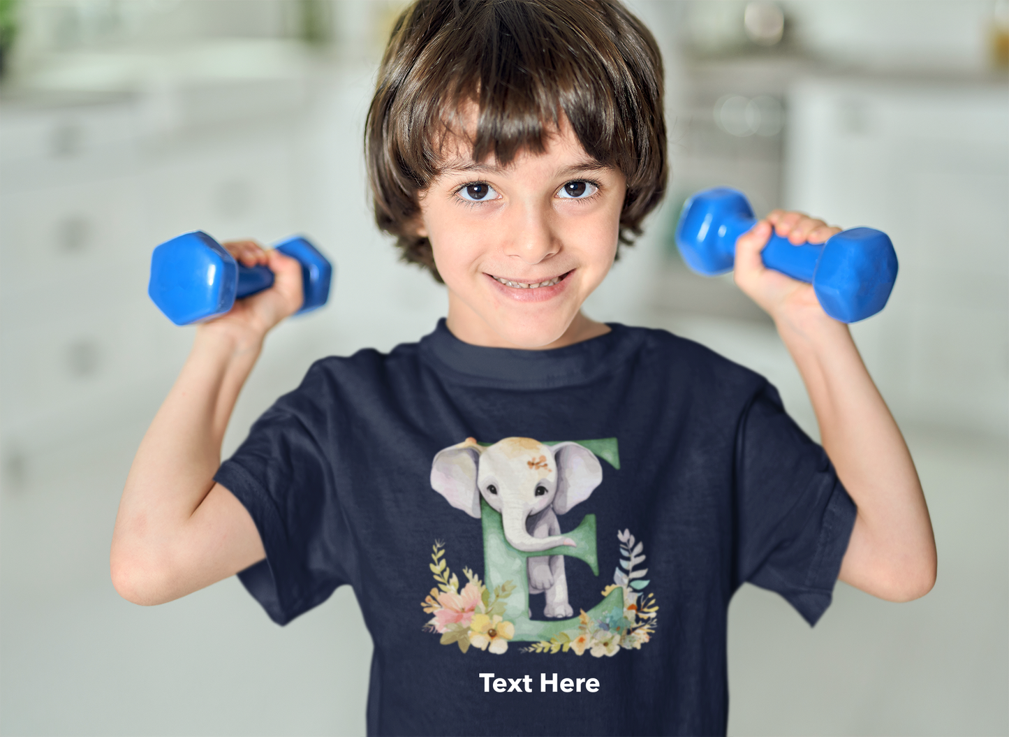 Kids Heavy Cotton™ Tee - Personalize With Cute Floral Animal Letters