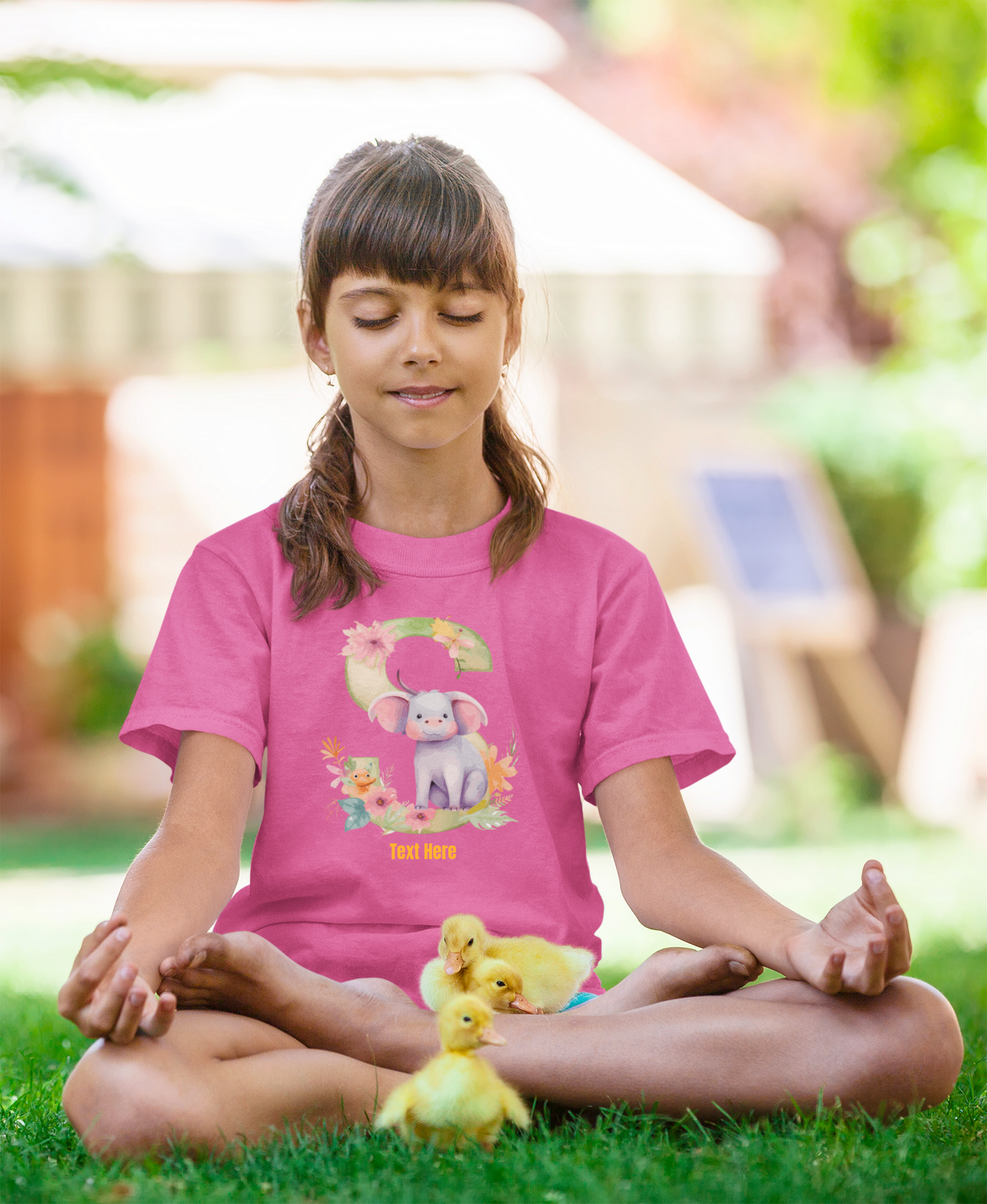 Kids Heavy Cotton™ Tee - Personalize With Cute Floral Animal Letters