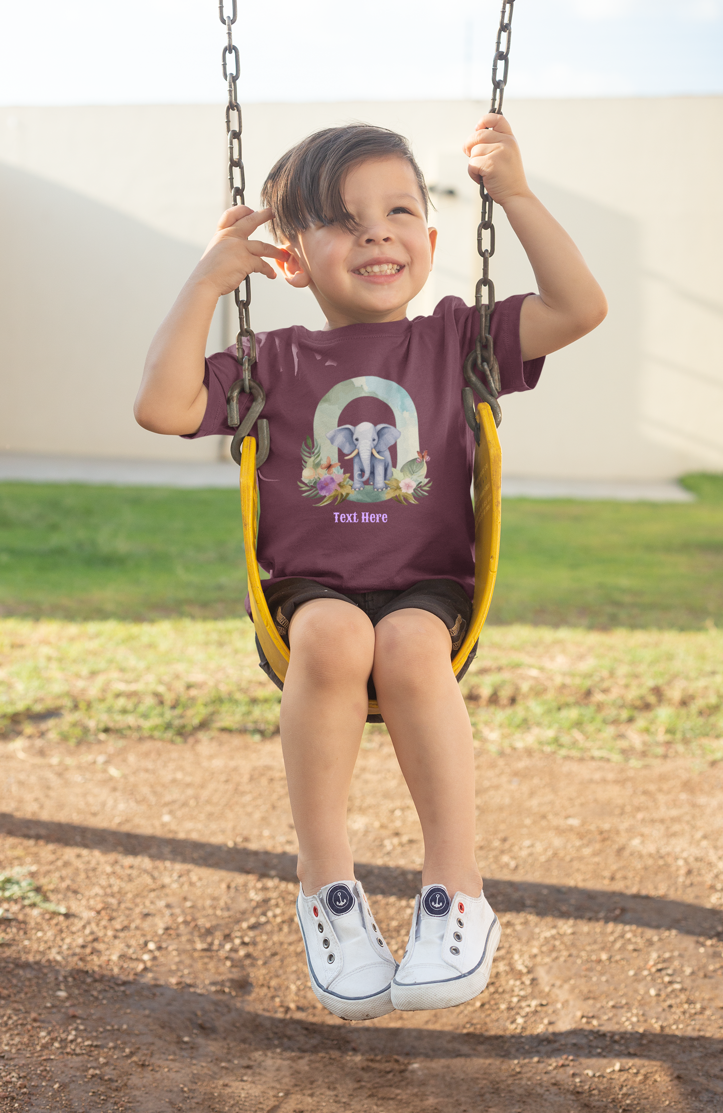 Kids Heavy Cotton™ Tee - Personalize With Cute Floral Animal Letters