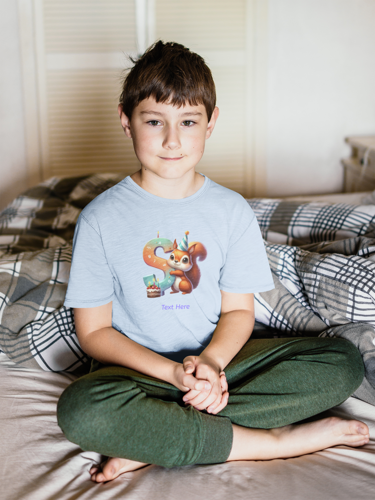 Kids Heavy Cotton™ Tee-Personalize With Cute  Animal Letters