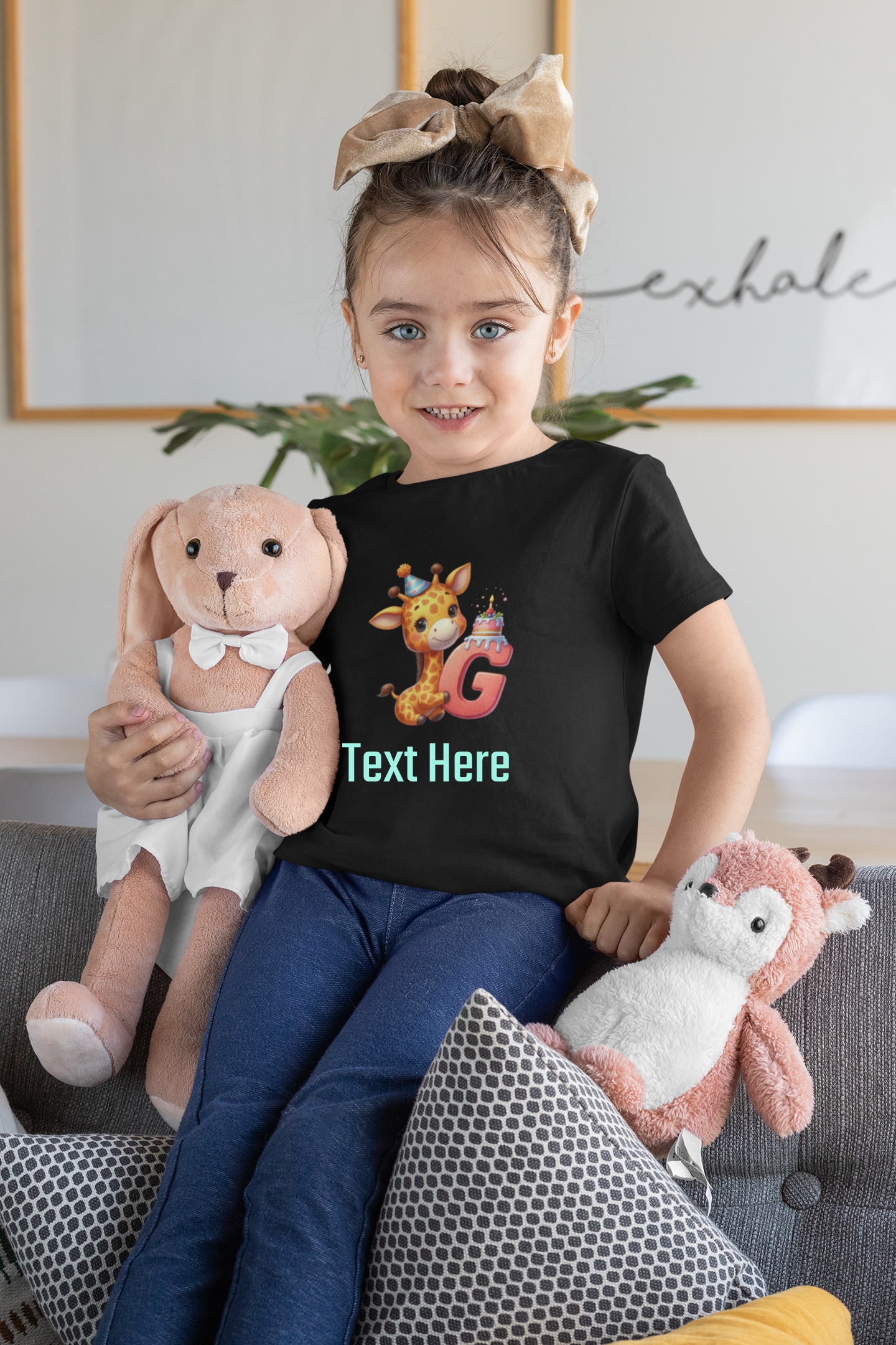 Kids Heavy Cotton™ Tee-Personalize With Cute  Animal Letters