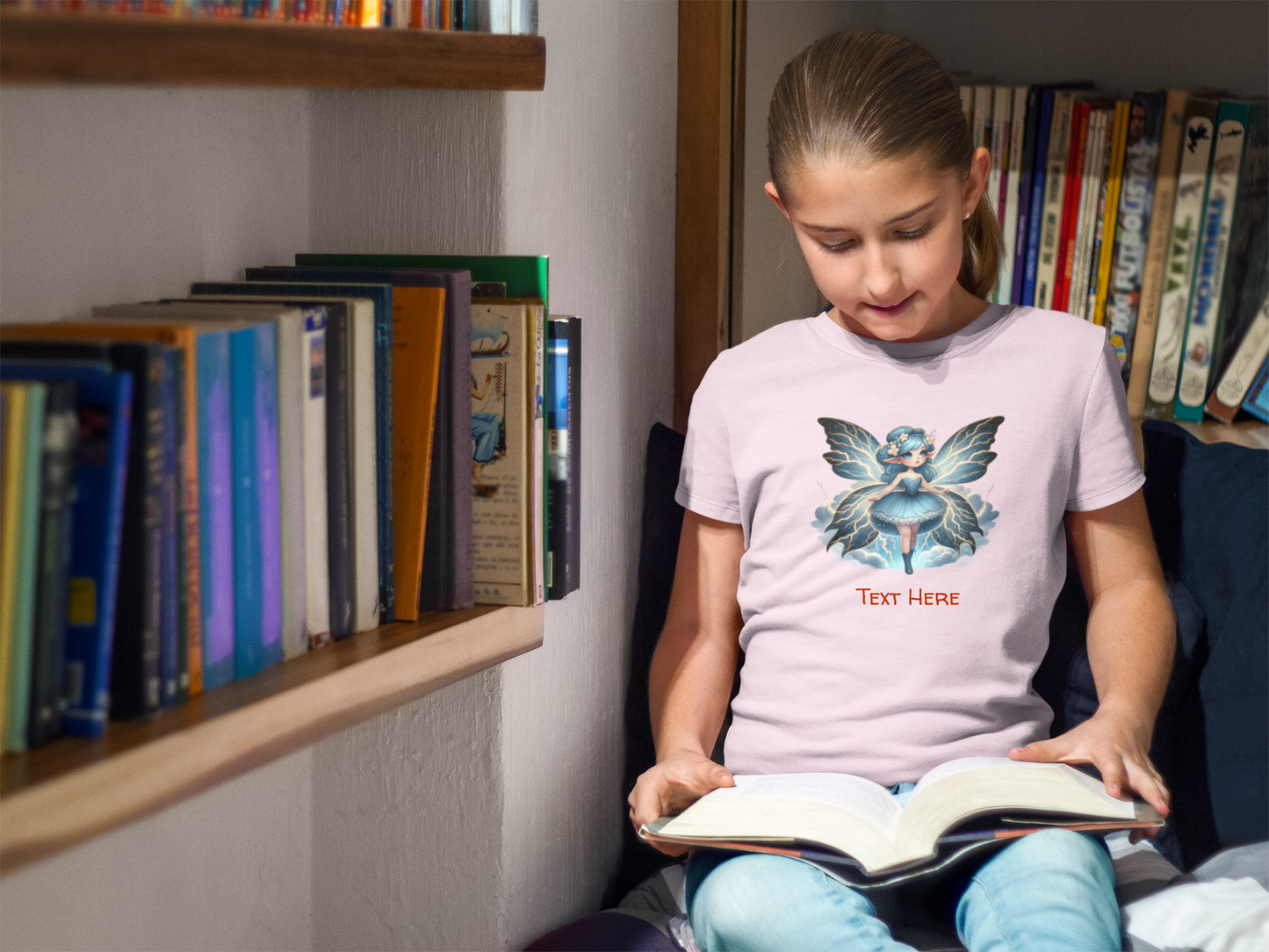 Kids Heavy Cotton™ Tee-Personalize With Cute Fairies