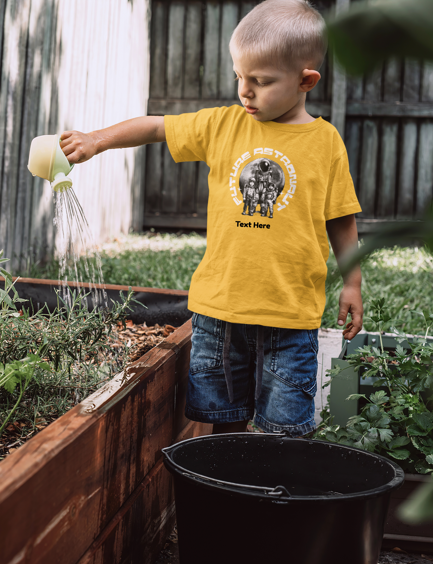 Kids Heavy Cotton™ Tee - Personalize With Astronaut Designs