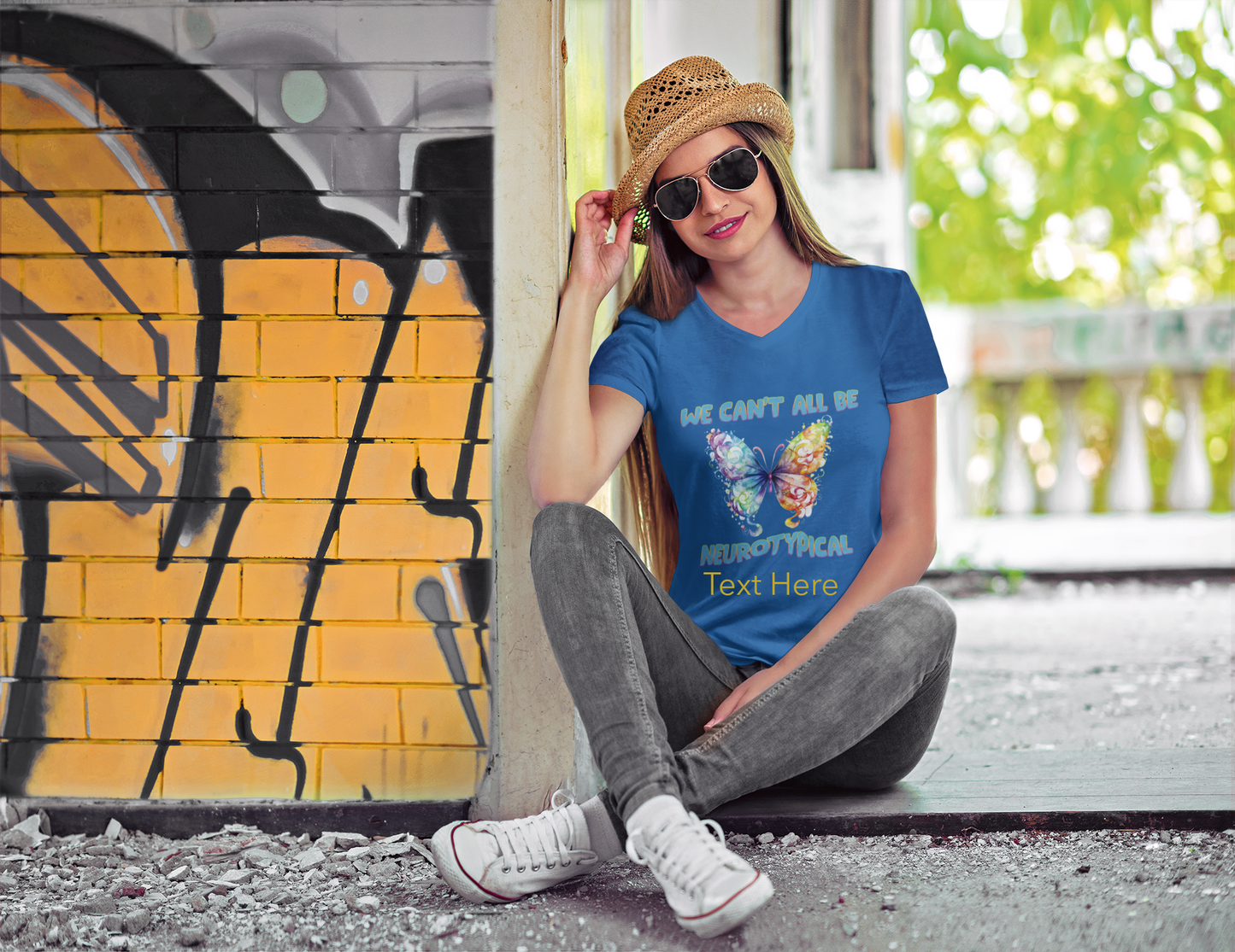 Ladies' V-Neck T-Shirt - Personalize With Autism Quotes