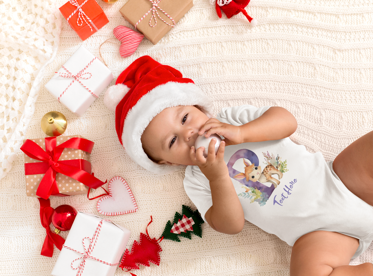 Infant Baby Rib Bodysuit - Personalize With Cute Floral Animal Letters