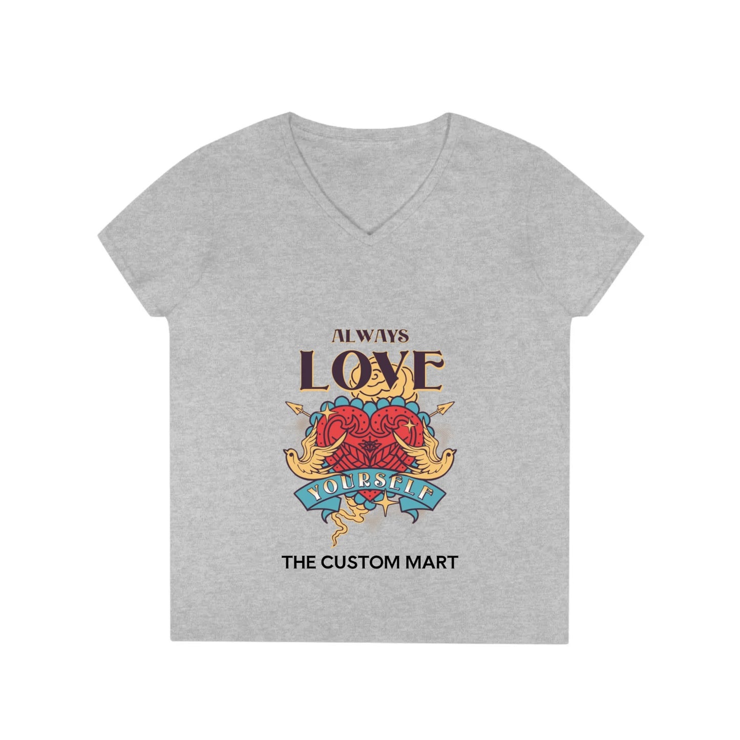 Ladies' V-Neck T-Shirt - Personalize With Valentine Themes