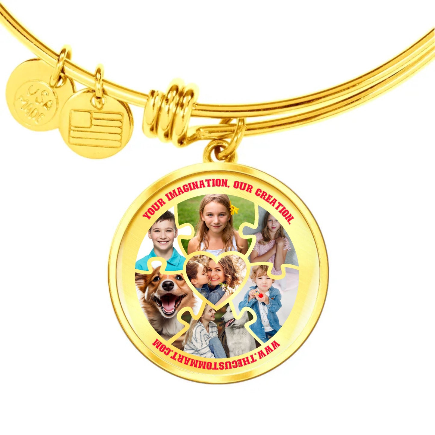 Circle Adjustable Bangle - Personalize with Photos And Message