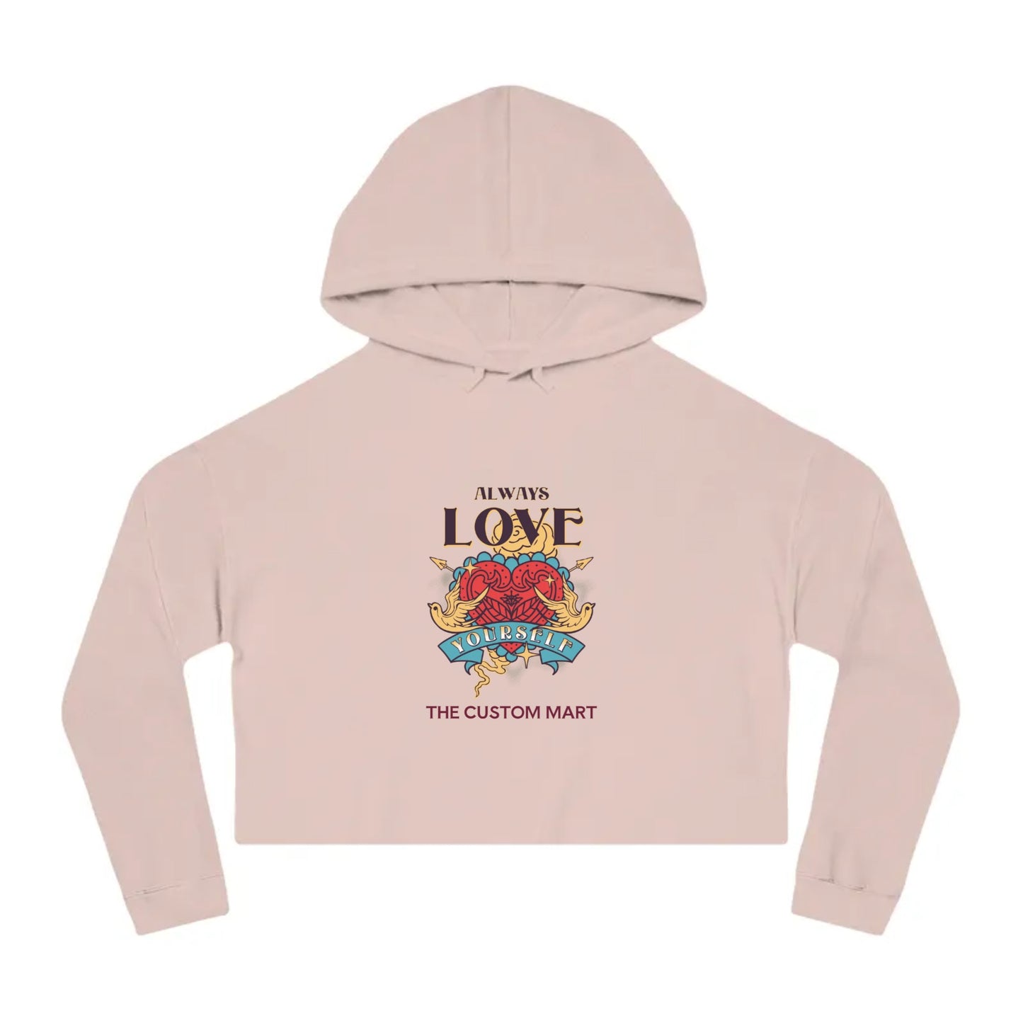 Women’s Cropped Hooded Sweatshirt - Personalize  With Valentine Themes