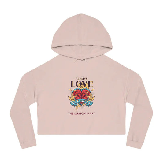 Women’s Cropped Hooded Sweatshirt - Personalize  With Valentine Themes