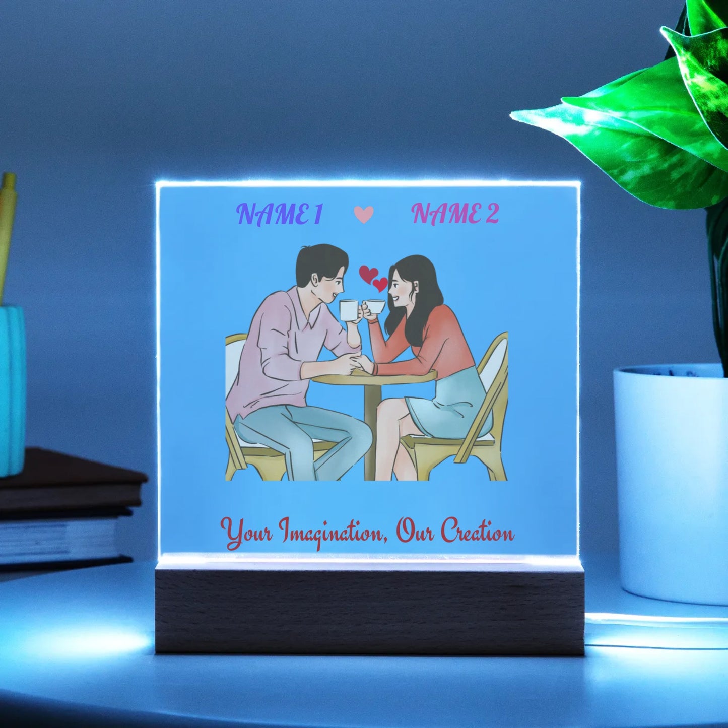 Acrylic Square Plaque - Personalize With Valentine Themes