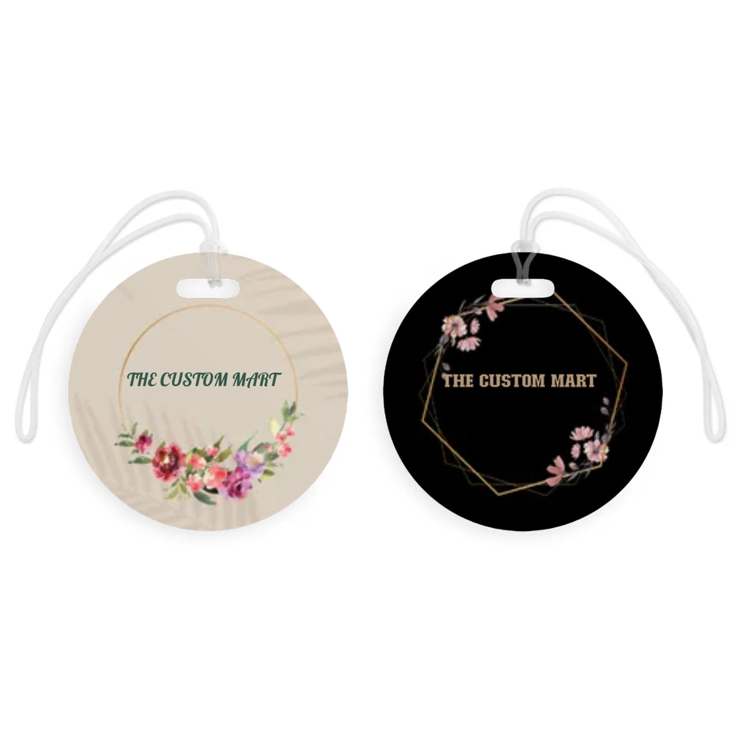 Luggage Tags - Personalize Round Tags With Floral Designs