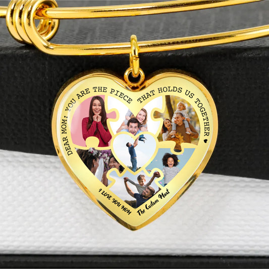 Heart Adjustable Bangle - Personalize For Mom With Photos