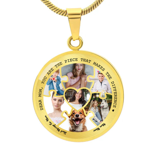 Circle Adjustable Necklace - Personalize With Photos And Message For Mom