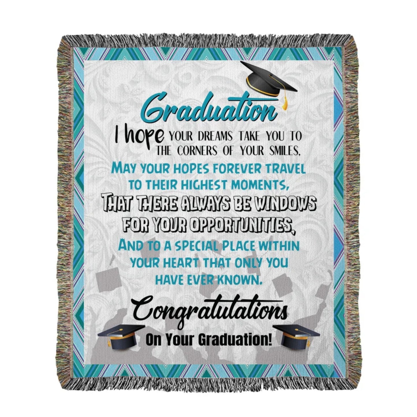 Heirloom Woven Blanket (Portrait)- Custom With Graduation Designs